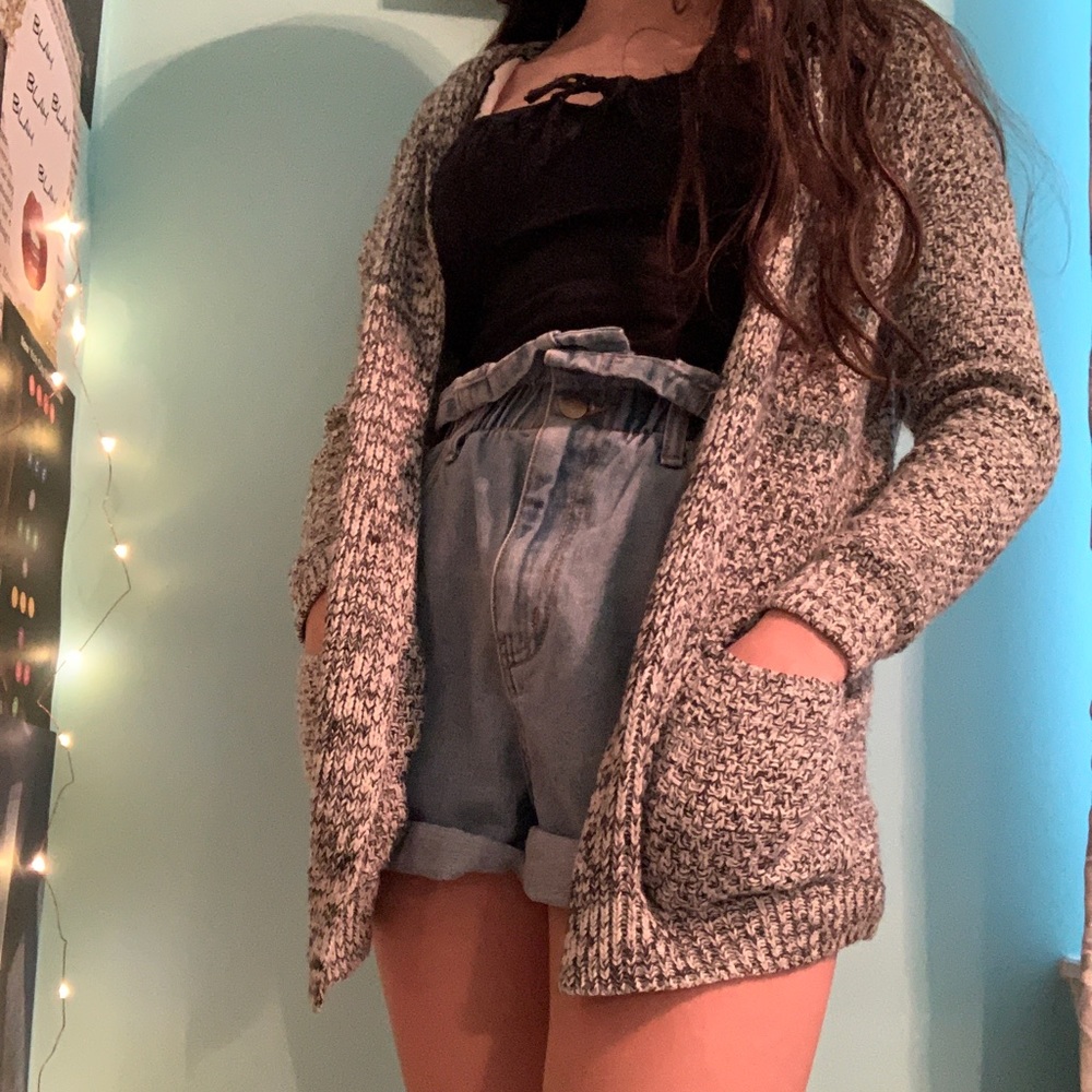 Gray Knitted Cardigan